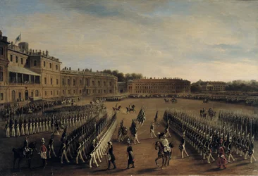 Parade zur Zeit von Kaiser Paul I. (1754-1801) 1847